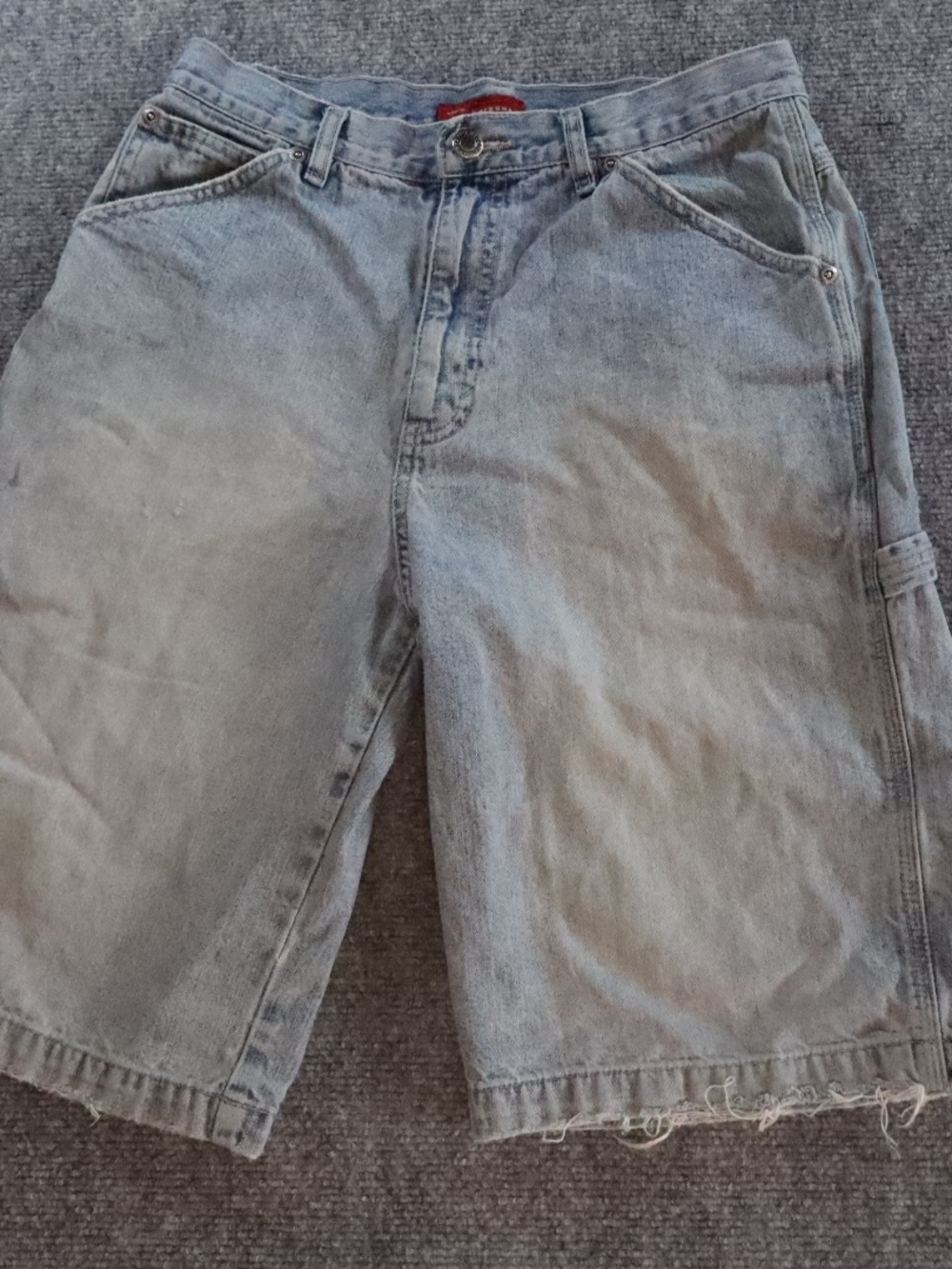 Vintage Denim Jorts Light Wash Distressed Shorts 27 Waist Y2K Skater